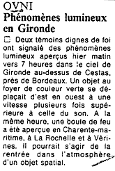 PHENOMENES LUMINEUX EN GIRONDE R&eacute;sum&eacute; des articles pr&eacute;c&eacute;dents