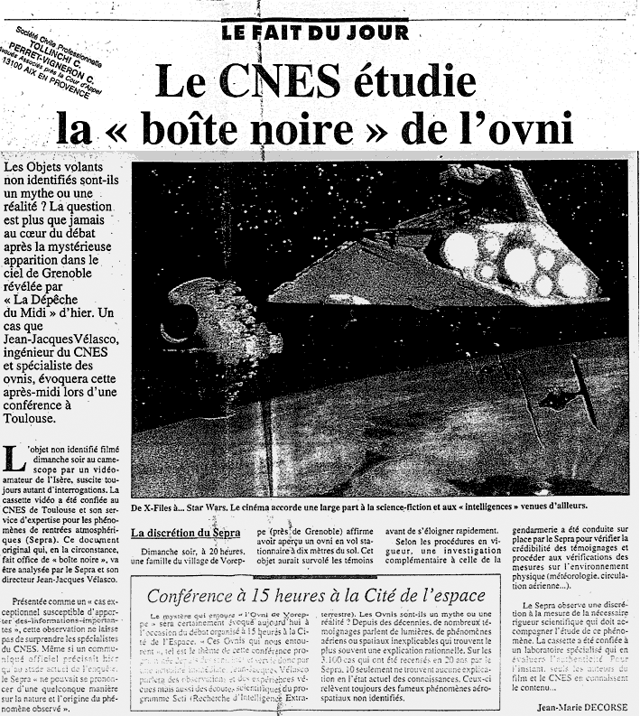 Le CNES atudie la &laquo;bo&icirc;te noire&raquo; de l'ovni