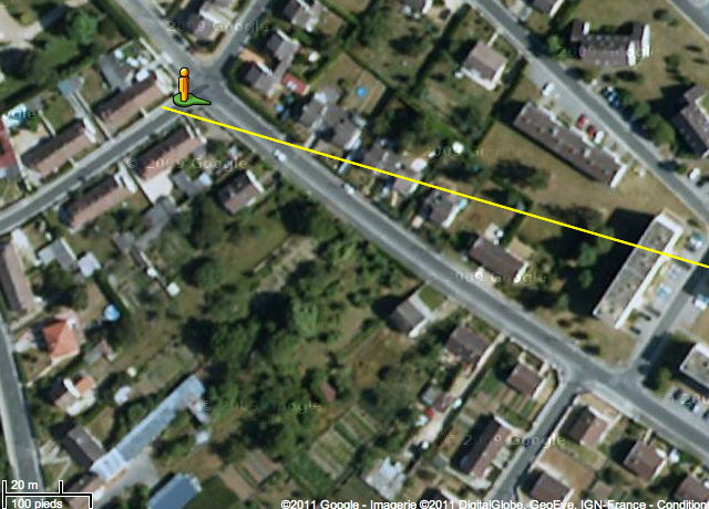 Position du t&eacute;moin et de l'immeuble