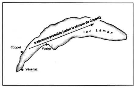 lac L&eacute;man travers&eacute; par la trajectoire