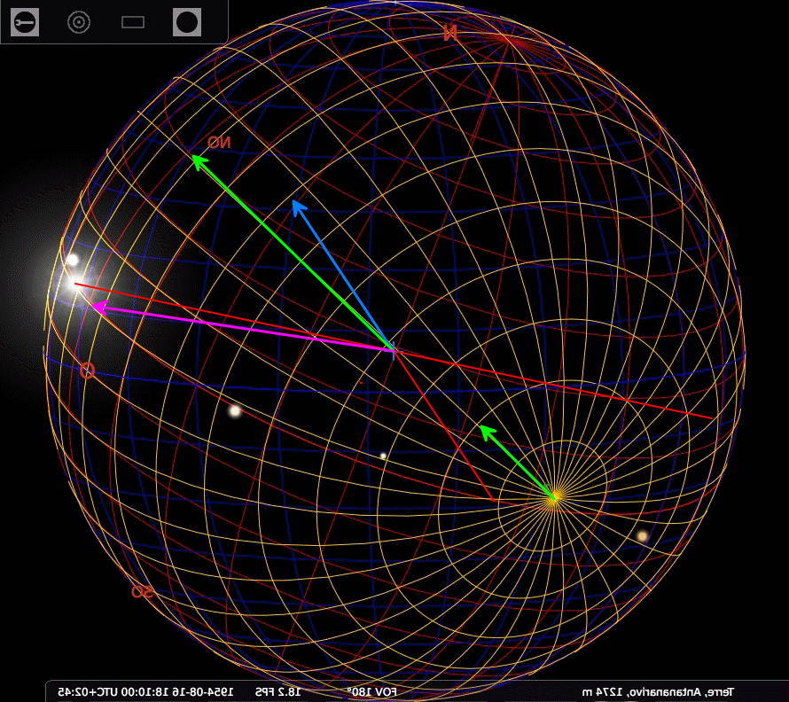 Globe terrestre avec direction du m&eacute;t&eacute;ore &agrave; l'infini