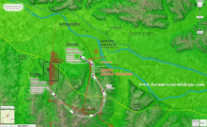 Trajectoire indiqu&eacute;e par le t&eacute;moin
